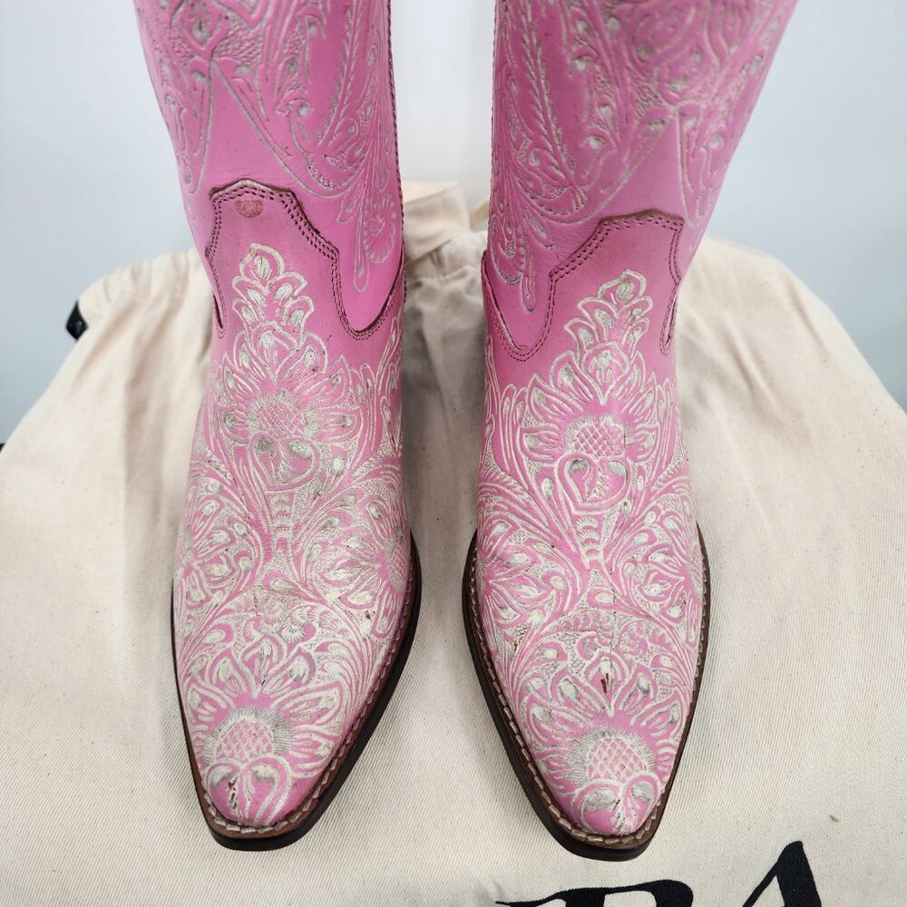 MYRA BAG Valentina Trail Hand Tooled Tall Pink Cowboy Boots 6-11NWT - Picture 14 of 16
